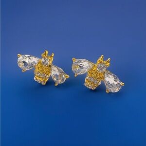Gold Jeweled Bee Earrings